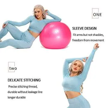 FITTOO Women's Long Sleeves Workout Crop Tops Seamless Sports Shirts Fitness Activewear Light Blue M