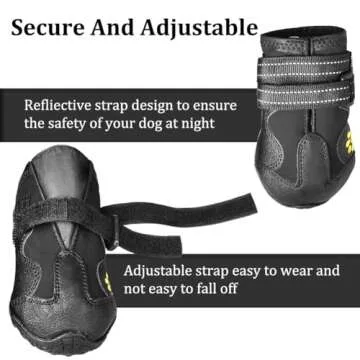 CovertSafe& Dog Boots for Dogs Non-Slip, Waterproof Dog Booties for Outdoor, Dog Shoes for Medium to Large Dogs 4Pcs with Rugged Sole Black