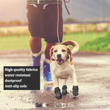 CovertSafe& Dog Boots for Dogs Non-Slip, Waterproof Dog Booties for Outdoor, Dog Shoes for Medium to Large Dogs 4Pcs with Rugged Sole Black