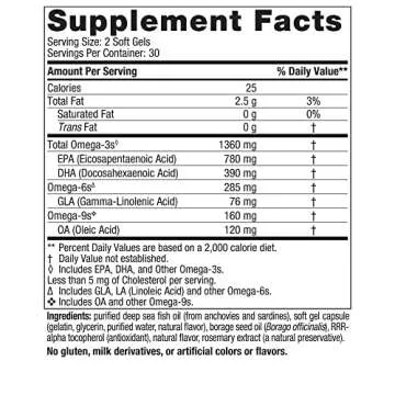 Nordic Naturals Complete Omega Xtra - 60 Soft Gels, 1360 mg Omega-3 + 76 mg GLA for Health