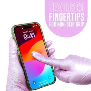 Colortrak Luminous Collection Disposable Nitrile Gloves (100 Pack), Lilac Frost Color, Large, Single...