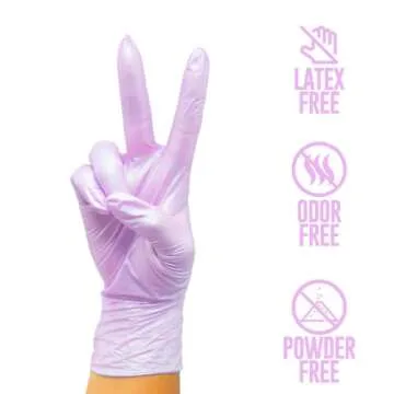 Colortrak Luminous Collection Disposable Nitrile Gloves (100 Pack), Lilac Frost Color, Large, Single-Use, Allergy-Safe, Latex-Free, Powder-Free, Odor-Free, Textured Finger Tips