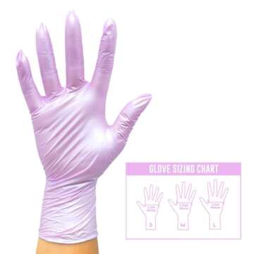 Colortrak Luminous Collection Disposable Nitrile Gloves (100 Pack), Lilac Frost Color, Large, Single-Use, Allergy-Safe, Latex-Free, Powder-Free, Odor-Free, Textured Finger Tips