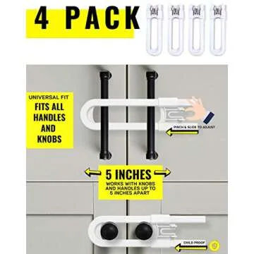 Sliding Cabinet Locks for Child Safety | Easy Installation (4 Pack)