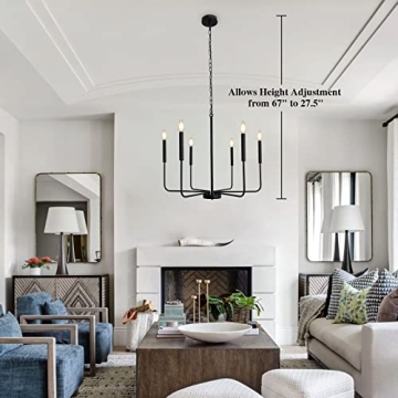 Elegant LASENCHOO Black Farmhouse Chandelier Interior Lighting