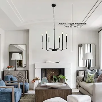 Elegant LASENCHOO Black Farmhouse Chandelier Interior Lighting