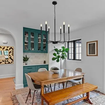 Elegant LASENCHOO Black Farmhouse Chandelier Interior Lighting