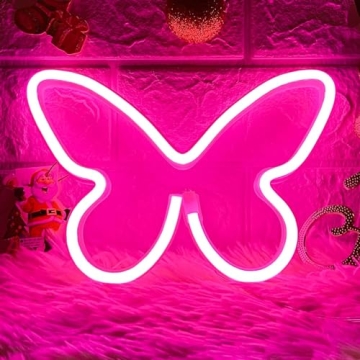 HOHOSIGN Butterfly Neon Sign for Wall Decor, Perfect LED Light Gift for Girls