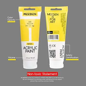 MEEDEN Acrylic Paint Set 24 Colors, 120 ml/4.06 oz Acrylic Paint Tubes, Rich Pigments Non-Toxic Art & Craft Paints for Artists, Adults & Beginners, Art Supplies for Canvas painting