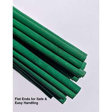 50 Green Wooden Bamboo Plant Stakes for Garden Support