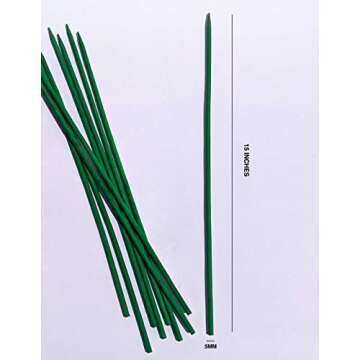 50 Green Wooden Bamboo Plant Stakes for Garden Support