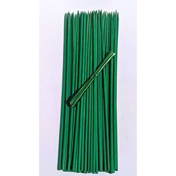 50 Green Wooden Bamboo Plant Stakes for Garden Support
