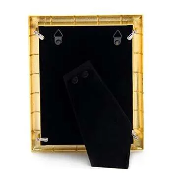 LASODY 5x7 Gold Metal Bamboo Design Picture Frame Green Photo Frame Tabletop Picture Frame