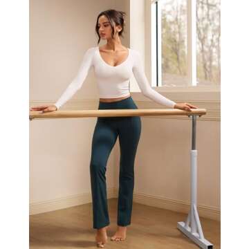 INGIA Womens V-Neck Long Sleeve Workout Crop Tops Slim Fit Padded Athletic Shirts Casual Yoga Gym Tops Coconut White Small