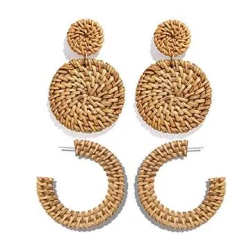 Rattan Earrings Handmade Eco-Friendly Stylish Hoop Earrings