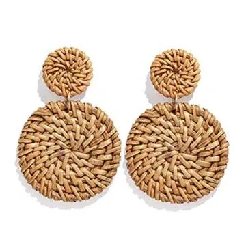 Rattan Earrings Handmade Eco-Friendly Stylish Hoop Earrings