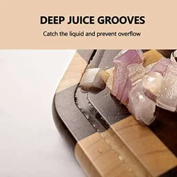 TJ POP End Grain Wood Cutting Board With Juice Groove, Octagon Serving Board For Kitchen, Flippable Charcuterie Board For Cheese, Bread & Fruits, 12x12x0.8 Inch