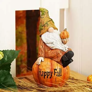 Topadorn Fall Garden Gnome Figurine for Autumn Decor