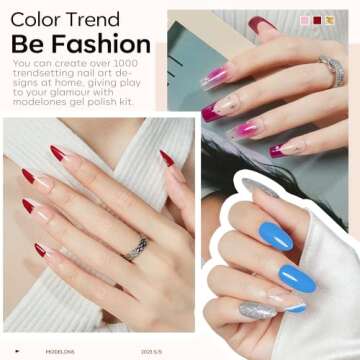 modelones 12 Colors Gel Nail Polish Kit with U V Light 48w LED Nail Dryer Lamp/Gel Base and Top Coat/Nail Art Tools/Glitter Sequins Rhinestones Essential Manicure Kit for Women