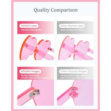 LYMOJOR Heart Sunglasses Thick Heart Glasses Rimless Fun Cute Heart Shaped Sunglasses for Women Party Favors (2 Pack, Pink and Hot Pink)