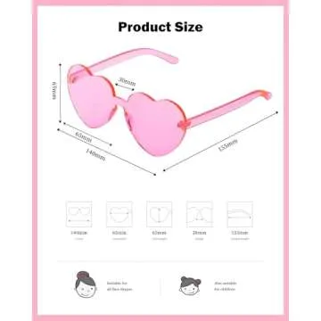 LYMOJOR Heart Sunglasses Thick Heart Glasses Rimless Fun Cute Heart Shaped Sunglasses for Women Party Favors (2 Pack, Pink and Hot Pink)