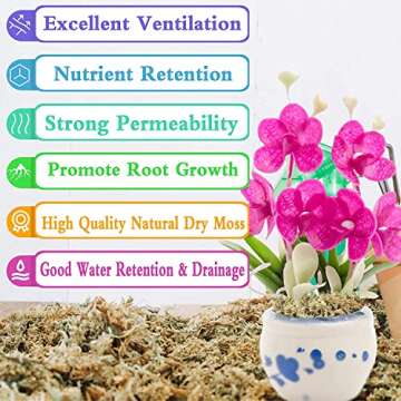 Legigo 5.3oz Premium Sphagnum Moss Potting Mix- Natural Succulent Carnivorous Plants Moss Dried, Plant Growing Medium for Orchid Succulent Sarracenia Orchid Gardening Plants Reptiles, 6 QT