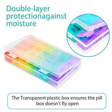 XL Large Weekly Pill Organizer 4 Times a Day, 7-Day Pill Boxes and Organizer AM PM, Big Compartments Pill Case, Monthly Medication Organizer 29 Days Dispenser for Fish Oils