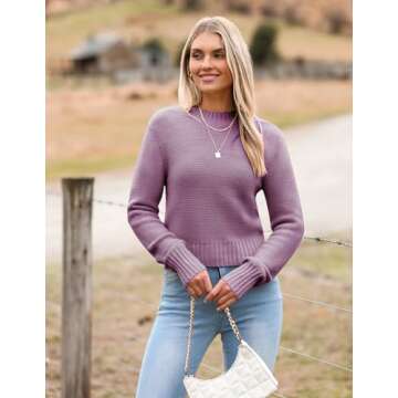 Zeagoo Women's 2025 Fall Crewneck Cropped Sweater Trendy Long Sleeve Ribbed Knit Pullover Jumper Top...