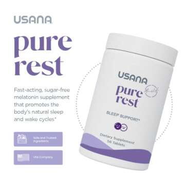 USANA Pure Rest Melatonin Supplement for Sleep Support* – Fast Acting – Sugar Free - 56 Tablets