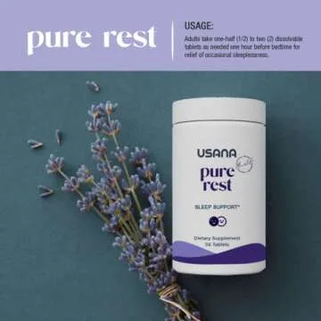 USANA Pure Rest Melatonin Supplement for Sleep Support* – Fast Acting – Sugar Free - 56 Tablets