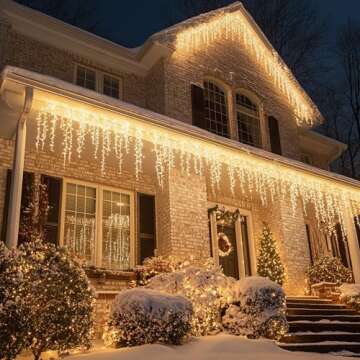 Dazzle Bright Christmas Icicle Lights, 88.5 FT 1080 LED 8 Modes Curtain Fairy Lights with 180 Drops,...