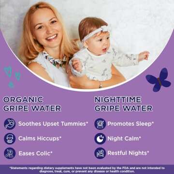 Wellements Organic Gripe Water for Babies Day & Night Combo Pack (4 Fl Oz) - Infant Gripe Water Newb...
