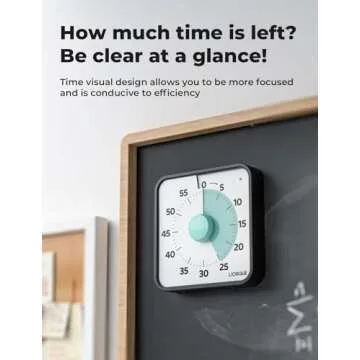 LIORQUE 60 Minute Visual Timer for Kids and Adults, Non-Ticking 7.5 Inch Large Visual Countdown Timers for Classroom Desk Countdown Clock with Magnetic Backing, Kids Pomodoro Timer Clock, Mint Green