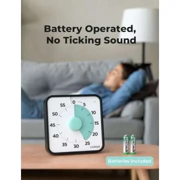 LIORQUE 60 Minute Visual Timer for Kids and Adults, Non-Ticking 7.5 Inch Large Visual Countdown Timers for Classroom Desk Countdown Clock with Magnetic Backing, Kids Pomodoro Timer Clock, Mint Green