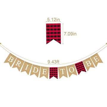 Jute Burlap Bride To Be Banner Flannel Buffalo Check Plaid Bachelorette Bridal Shower Party Decoration Supply