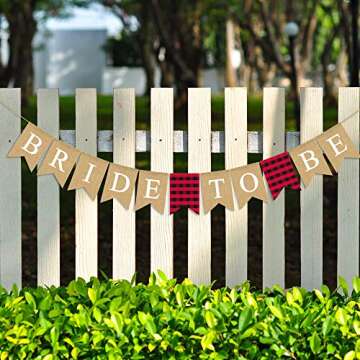 Jute Burlap Bride To Be Banner Flannel Buffalo Check Plaid Bachelorette Bridal Shower Party Decoration Supply