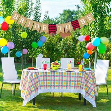 Jute Burlap Bride To Be Banner Flannel Buffalo Check Plaid Bachelorette Bridal Shower Party Decoration Supply