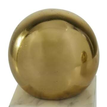 CosmoLiving by Cosmopolitan Marble Decorative Bookends Orb 10 lbs Non Skid Bookends, Set of 2 Office Bookends4 W, 7" H, Gold
