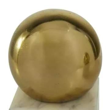 CosmoLiving by Cosmopolitan Marble Decorative Bookends Orb 10 lbs Non Skid Bookends, Set of 2 Office Bookends4 W, 7" H, Gold