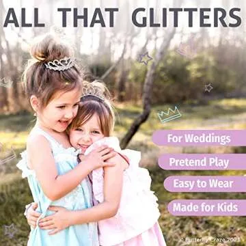 Butterfly Craze Princess Crown Comb Mini Tiara for Kids - Set of 2, Ideal for Wedding Flower Girls, Bridesmaids & Even For Brides, Also Perfect For Birthday Parties, Dress Up, And Pretend Plays