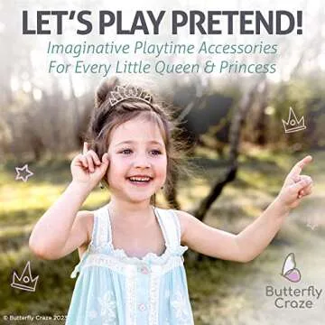 Butterfly Craze Princess Crown Comb Mini Tiara for Kids - Set of 2, Ideal for Wedding Flower Girls, Bridesmaids & Even For Brides, Also Perfect For Birthday Parties, Dress Up, And Pretend Plays