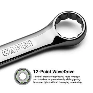 Capri Tools 15 mm Combination Wrench, 12 Point, Metric, Chrome (1-1315)