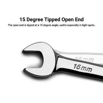 Capri Tools 15 mm Combination Wrench, 12 Point, Metric, Chrome (1-1315)