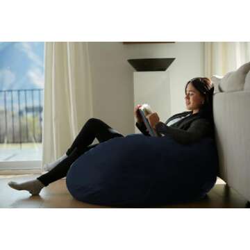 Sofa Sack Bean Bag Chair - Plush, Ultra Soft - Memory Foam Bean Bag Chair with Microsuede Cover - Stuffed Foam Filled Furniture and Accessories for Dorm Room 3 Feet - Navy
