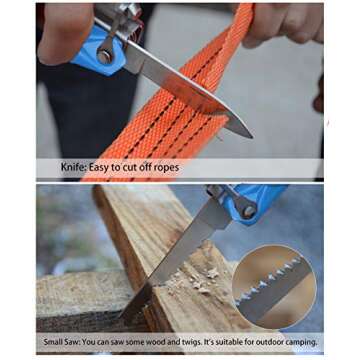 14 in 1 Stainless Steel Multitool,Use for Camping Survival Hiking Outdoors Car Tool,Gift for Men Women,Mini Tools with Flashlight Camping Knife Axe Hammer Plier Screwdrivers Saw(Blue)