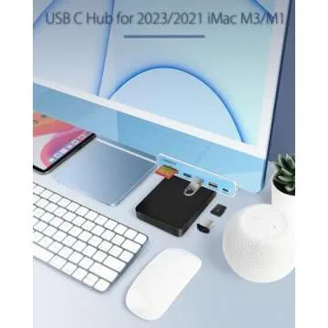 TWOPAN USB C Hub Multiport Adapter for iMac, 6 in 1 USB C to USB Adapter iMac 2024/2023/2021 iMac M4/M3/M1, USB Port Hub with USB 3.0 Ports, SD, MicroSD Card Readers & 7 Color Panels