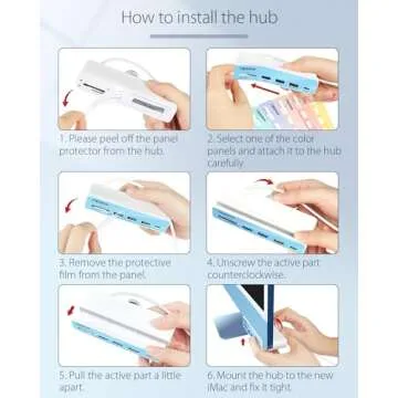 TWOPAN USB C Hub Multiport Adapter for iMac, 6 in 1 USB C to USB Adapter iMac 2024/2023/2021 iMac M4/M3/M1, USB Port Hub with USB 3.0 Ports, SD, MicroSD Card Readers & 7 Color Panels