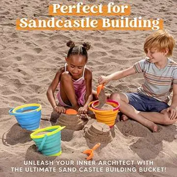 JOYIN 3 Packs Foldable Pail Bucket with Shovels & Mesh Bag, Collapsible Buckets Multi Purpose for Be...