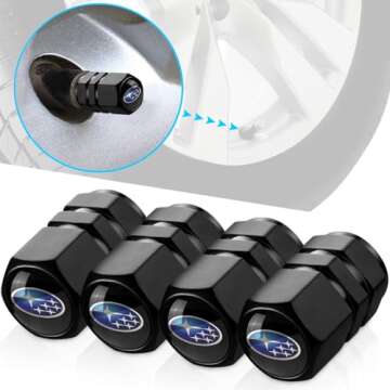 Tire Valve Stem Cap Cover for Subaru Tire Valve Caps Car Accessories 4 Pcs Black