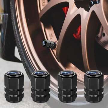 Tire Valve Stem Cap Cover for Subaru Tire Valve Caps Car Accessories 4 Pcs Black